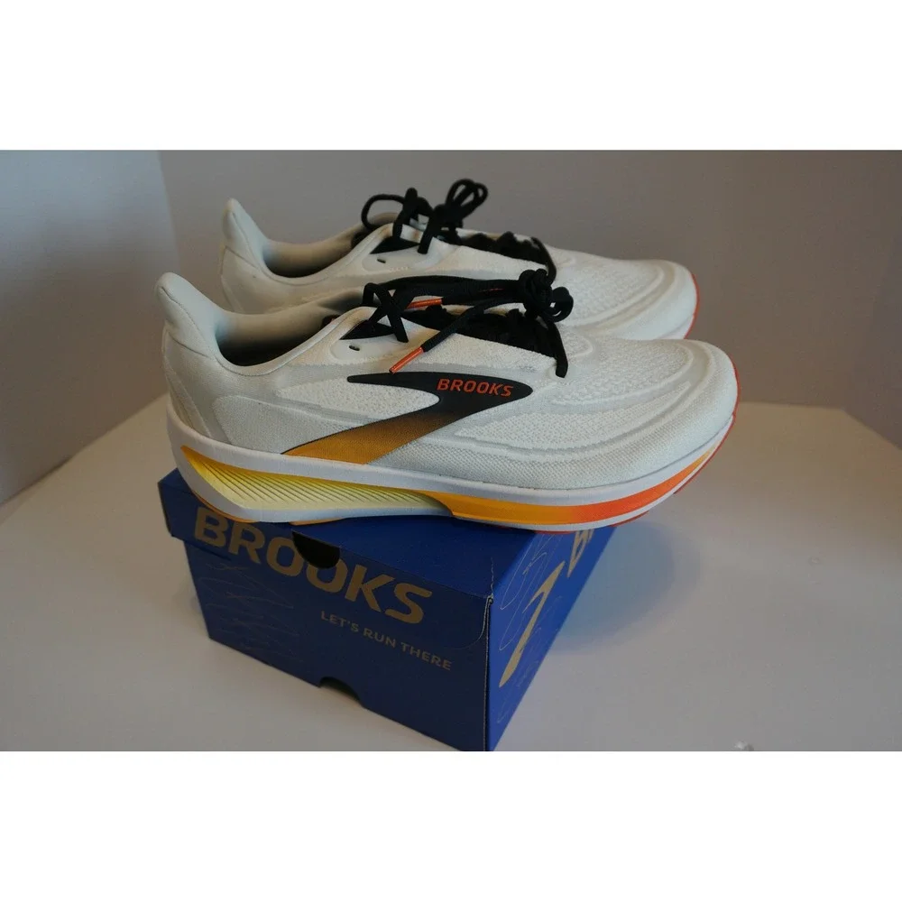 Brooks Revel 9 Mens Running Shoes White Orange Black 110499 1D 141 Size 12